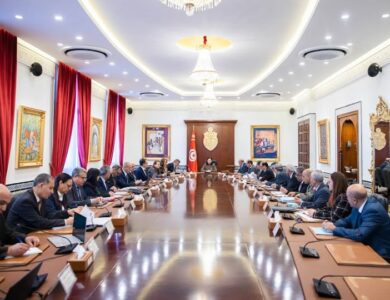 صورة جوية لموقع مشروع ميناء المياه العميقة بالنفيضة تُظهر المساحة المخصصة للبنية المينائية والمنطقة اللوجستية الممتدة على 3000 هكتار، في إطار مشروع استراتيجي لتعزيز موقع تونس في النقل البحري والتجارة الدولية.